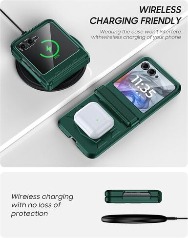 Vizvera for Motorola Razr 2025 Case with Hinge Cover,Built-in Screen Protector Shockproof All-Inclusive Smartphone Cover Wireless Charging for Motorola Razr 2025(Black) in Saudi Arabia