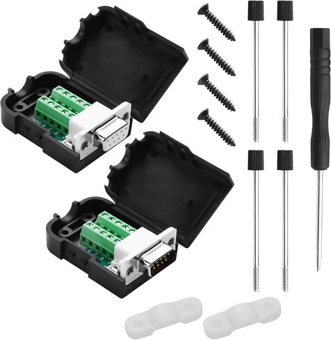 YACSEJAO 1 Pair DB9 Breakout Connector RS232 D-SUB 9-Pin Port Male+Female Serial Solderless Adapter Terminal Connector Signal Module with case (B, Nuts) in Saudi Arabia