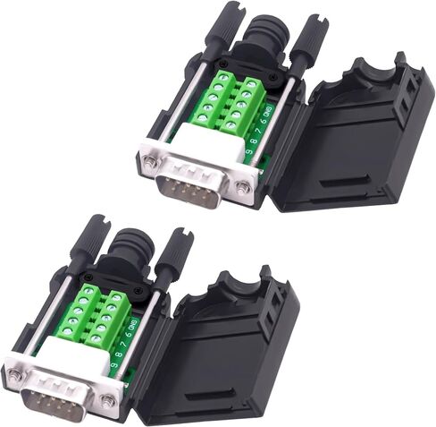 DB9 Female Solderless Connector Breakout Board RS232 D-SUB 9 Pin Serial Adapter Terminal Block with Case-2 Packs (Female) in Saudi Arabia