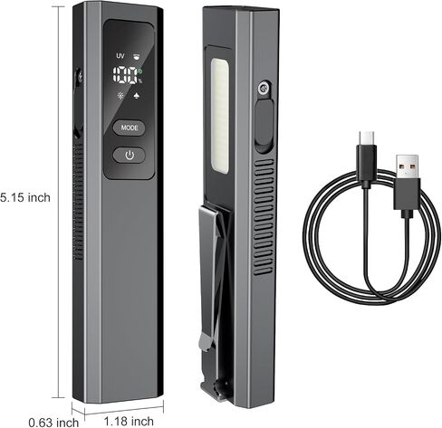 Pro Edc Flahlight Flat مع شعاع أخضر ، وضوء الأشعة فوق البنفسجية وسرد LED الأبيض ، و IPX4 ، و 1300 Lumens Protable Pocket Lights مع مغناطيس للتخييم في الهواء الطلق والسفر (الأسود) in Kuwait