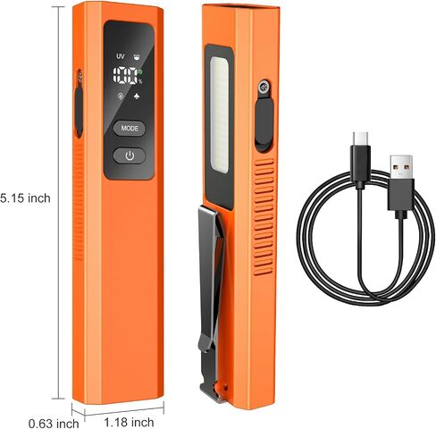 5-in-1 EDC Flat Flashlight 1000LM, Green Pointer UV Light Red Strobe Comb | Aluminum Alloy Handheld Flashlights, Waterproof Pocket Clip Slim Magnetic Handheld Flashlight USB-C Rechargeable in Kuwait