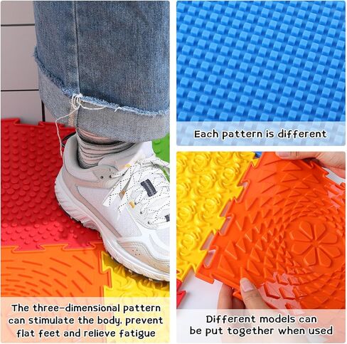 7 Pcs Sensory Mat Massage Game Mats Foot Massage Mat for Kids Autistic Children Orthopedic Massage Puzzle Floor Mats Sensory Room Items Indoor in Kuwait
