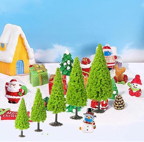 alblinsy 10pcs Green Scenery Landscape Model Cedar Trees Train Scenery Landscape Pine Miniature Diorama Trees Mixed Model for Road Architecture Building DIY Decoration in Kuwait