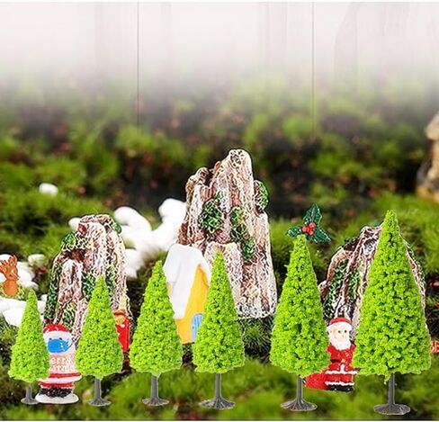 alblinsy 10pcs Green Scenery Landscape Model Cedar Trees Train Scenery Landscape Pine Miniature Diorama Trees Mixed Model for Road Architecture Building DIY Decoration in Kuwait