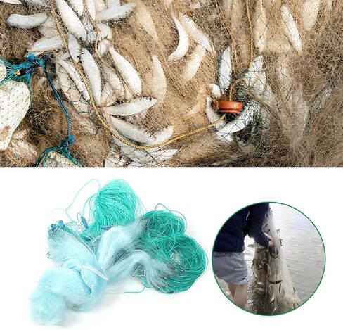 1.5 X 50M 3 Layers Monofilament Fishing Fish Gill Net, Fishing Net, Heavy Fishing Net with Float Fishing Accessories (3 Fingers) in Kuwait