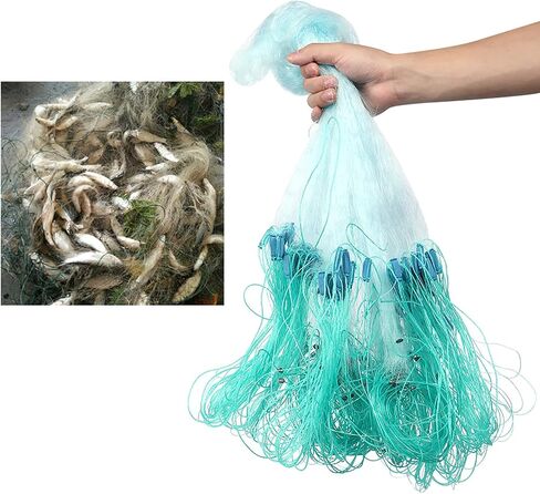 1.5 X 50M 3 Layers Monofilament Fishing Fish Gill Net, Fishing Net, Heavy Fishing Net with Float Fishing Accessories (3 Fingers) in Kuwait