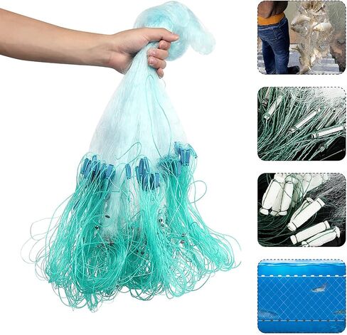 1.5 X 50M 3 Layers Monofilament Fishing Fish Gill Net, Fishing Net, Heavy Fishing Net with Float Fishing Accessories (3 Fingers) in Kuwait