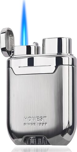 HONEST Torch Lighter Butane Lighter Windproof Lighter Mens Gifts Lighter for Candle Camping Family Use (Silver) in Saudi Arabia