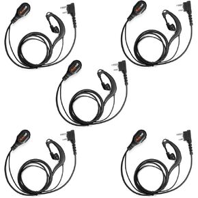 Walkie Talkie Earpiece with Mic, Radio Earpiece, Compatible with Retevis RT22 RT68 RT21 H-777 H-777S RT86, Baofeng UV-5R 888S pxton Kenwood Two Way Radios, G Shape Headset, 2 Pin(5 Pack)