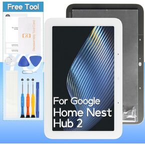 Screen Replacement for Google Home Nest Hub 2nd Generation 7.0" LCD Display Digitize Assembly Repair Part with Repair Kits(White)