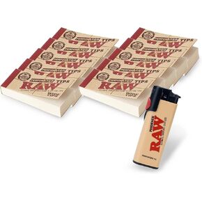 RAW Phoenix Classic Lighter Bundle With RAW Rolling Papers Wide Cotton Filter Tips 10 Pack