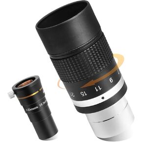 Astromania 1.25" 4-Elements 5X Barlow Lens - Bundle with - 1.25" 7-21mm Zoom Eyepiece for Telescope