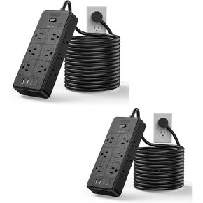 25 FT + 15 FT Surge Protector Power Strip, NTONPOWER 4000J Long Cord Extension Cord with 12 Outlets & 4 USB Ports (2USB C), 3 Side Multiple Outlet Extender, Wall Mounted for Home Office