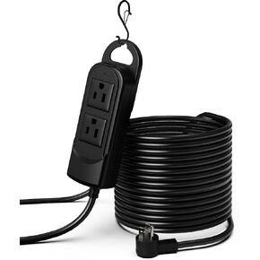 Outdoor Power Strip Weatherproof 25 Ft Extension Cord Waterproof Power Strip,2 AC Outlets,IPX4 Waterproof and Electric Shock Protection for Camping, Home, Garden, Office