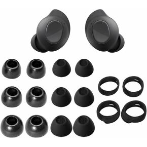 8 Pairs Galaxy Buds FE Memoyr Foam Ear Tips Hooks Set Replacement Comfortable Wings Wingtip Earbuds Accessories Kit Compatible with Samsung Galaxy Buds FE Ear Tips Black L/M/S