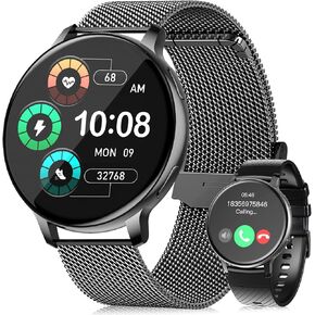 Smart Watch, Fitness Tracker for Men/Women with 2 Watch Straps, 100+Sport Mode, Bluetooth Call/Message Reminder/AI Voice Assistant, Fitness Tracker Watch with Heart Rate/SpO2/Sleep Monitor