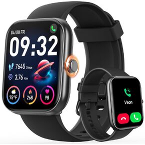 ENOMIR Smart Watch for Women Men (Answer/Make Calls) Compatible with iPhone/Android/Samsung, Alexa Built-in, [1.91" HD Screen] Waterproof Fitness Watch with Heart Rate/Sleep/SpO2 Monitor（Light Black