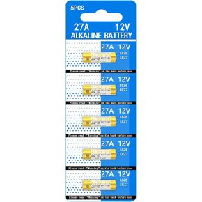 A27 Battery, 27A 12V Alkaline Batteries Long-Lasting 12 Volt A27 Battery for Doorbells and Remotes 5 Pack