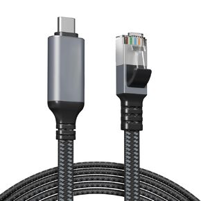USB C to Ethernet Cable 50 FT, Gigabit Network, Flat Type C to RJ45 LAN Cord, Directly Connected, Thunderbolt 3/4 Compatible, for MacBook Pro/Air, iPhone 15, iPad Pro, Galaxy, Smartphone, Laptop, PC