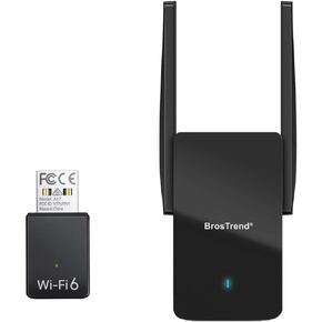 BrosTrend AX900 USB WiFi Adapter for Desktop PC Laptop, Mini WiFi 6 Adapter, WiFi 6 USB Adapter 5GHz 600Mbps 2.4GHz 286Mbps + AX3000 WiFi 6 Access Point, Wall Plug Wireless Access Point