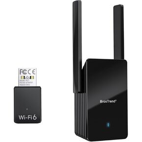 BrosTrend AX900 USB WiFi Adapter for Desktop PC Laptop, Mini WiFi 6 Adapter, WiFi 6 USB Adapter 5GHz 600Mbps 2.4GHz 286Mbps + AX3000 WiFi 6 Range Extender Booster