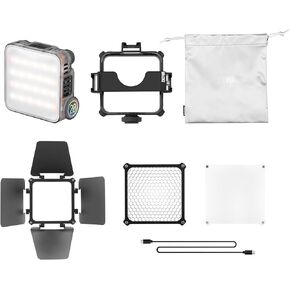 ZHIYUN FIVERAY M20 Bicolor Video Light+M20 Video Light Modifier Pack, M20C Accessories with Honeycomb Grip Diffuser, 4-Leaf Barn Doors