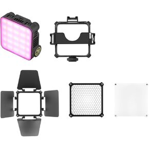 ZHIYUN CINEPEER CM15 15W RGB Light Light + Audsories أحذية باردة مع حذاء بارد ، شفط مغناطيسي ، اتصال متعدد الضوء + إكسسوارات حزمة المعدل مع ناشر قبضة قرص العسل ، أبواب حظيرة من 4 أوراق