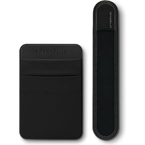 Afterplug Stick On Pouch for External SSD with Stick On Stylus Holder for Apple Pencil | Black