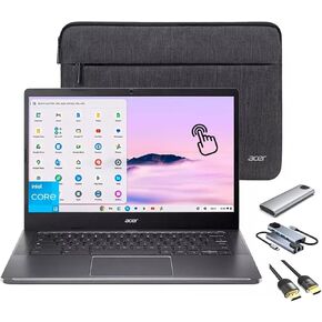 acer Chromebook Plus 514 Laptop, 14" FHD 1920 x 1080 IPS Touch Display, Intel Core i3-N305, 8GB DDR5, 2TB SSD, Webcam, WiFi 6E, Chrome OS, 3-in-1 External Storage Bundle, Protective Sleeve Included