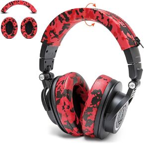 WC PadZ and Silicone BandZ Bundle Pack for ATH M Series Headphones | Replacement Earpads and Silicone Headband Cover | Red Camo