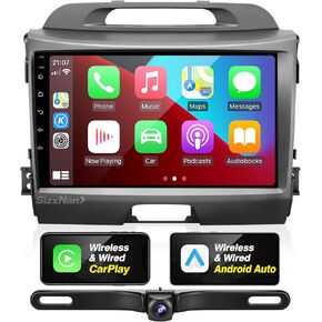 for Kia Sportage Radio 2011-2016 Compatible with Wireless Carplay Android Auto,Car Upgrade Android 8Core Stereo Touchscreen Bluetooth Navigation GPS WiFi FM/AM Camera Head Unit Media Player