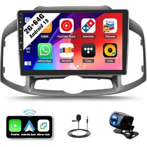 SIXWIN Android Car Stereo for Chevrolet Captiva 2012-2017 with Wireless CarPlay Android Auto Mirror Link 2G+64G 10.1 Inch Touchscreen Bluetooth GPS Navigation WiFi FM Backup Camera MIC