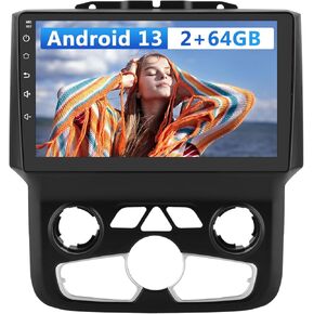 Car Radio Stereo for Dodge Ram 2013-2019 1500 2500 3500 Built in Carplay/Android Auto 9 inch Head Unit 2G RAM 64G ROM with DSP BT GPS FM WiFi Automatic AC