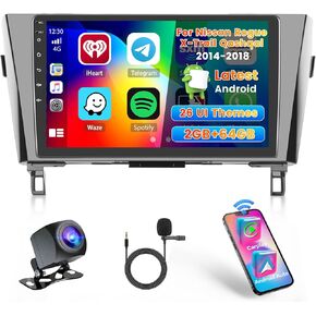 Car Radio Stereo for Nissan Rogue X-Trail Qashqai 2014 2015 2016 2017 2018 Built in Carplay/Android Auto, 10.1 inch IPS Touch Screen Head Unit Radio with DSP BT GPS FM RDS WiFi 2G RAM 64G ROM