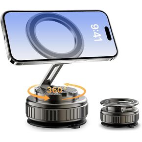 Kairiyard Phone Holders for Your Car, Ultra Vacuum Suction Cup Magnetic Car Phone Holder 360° Adjustable Foldable Car Phone Mount Compatible with iPhone All Smartphones Car