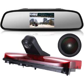 1280 * 720 Pixels Car Third Roof Brake Lamp Rear View Backup Camera Replacement for Ford Transit Connect 2014-2017 Transporter Business MPV SUV Bus Waterproof Night Vision+4.3" Reverse Mirror