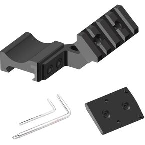 Gotical 45 Degree Angled Low Profile Offset Picatinny Rail Side Mount Adapter with Build-in 4-Slot 1.7 Inch Picatinny Rail, Red Dot Riser Black Finish Type III Hard Coat Anodized
