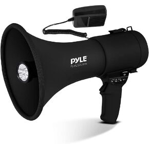 Pyle Portable PA Megaphone Speaker with Built-in Rechargeable Battery, Black (Renewed)