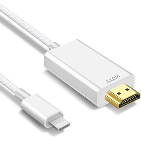 [MFi Certified] Lighting to HDMI Cable for iPhone to TV, Phone to hdmi Adapter Compatible with iPhone/iPad, 1080P Digital AV Sync Screen Connector on HDTV/Monitor/Projector, Plug and Play