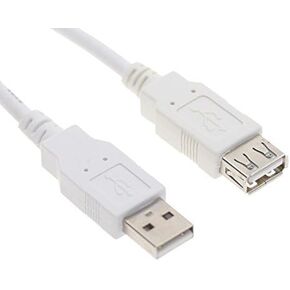 2ft. White USB 2.0 A-Male to A-Female Extension Cable