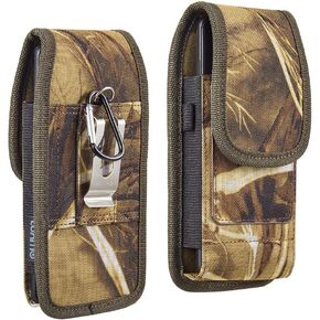 LUXMO Rugged Heavy Duty Camo Cell Phone Carrying Holder Belt Clip Holster Case Pouch Compatible with Samsung Galaxy Motorola Moto TCL Nokia iPhones Google Pixel OnePlus Sony Fits Phone Thick CASE