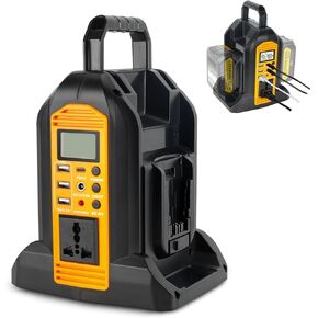 DC 20V to AC 120V Power Inverter Compatible with Dewalt 20V Max Battery, 350W Pure Sine Wave Power Inverter Converter with 6 Output LCD Display and LED Light, 2 Battery Port (No Battery)