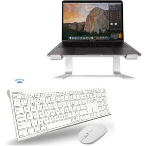 Macally Wireless Bluetooth Keyboard with Mouse and Laptop Stand, Perfect College Gift