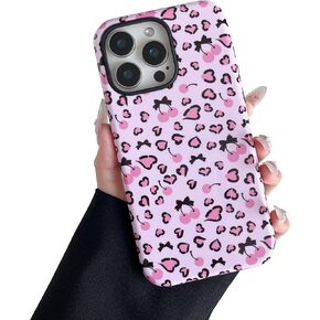 DEFBSC Case for iPhone 16 Plus, Cute Pink Bow Cherry Print Aesthetic Trendy Pattern for Women Girls Slim Durable Bumper Shockproof for iPhone 16 Plus Case, Pink Ribbon/Glossy