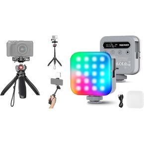 NEEWER BL60C Basic Magnetic RGB Video Light, 360° Full RGB Mini LED Camera Light CRI96+ withTP38 Phone Camera Tripod, 15" Extendable Selfie Stick Metal Stand for Selfie/Tripod Photography Lighting