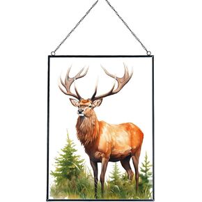 Flamingo Pattern Stained Glass Window Hangings, 40 * 30cm/15.75 * 11.81inch Suncatcher Panel with Chain,Window Panel Hanging Ornament for Home, Wall or Windows