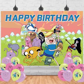 Time of Adventure Birthday Backdrop,Time of Adventure Banner Poster for Time of Adventure Theme Party Decorations Anime Birthday Supplies Background Studio Shoot Photo Props