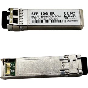 10G SFP+ MODULE TRANSCEIVER ، 850NM Multimode ، موصل LC ، نطاق 300M ، وحدة LC متعددة الوضع SFP ، SFP-10GB-SR ، متوافق مع Meraki و Ubiquiti و Cisco و Mikrotik و NetGear و D-Link والمزيد (1)