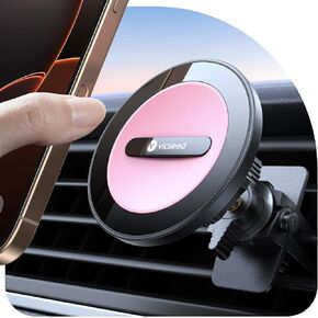 VICSEED for MagSafe Car Mount Pink– 2025 Strongest Magnetic Phone Holder for Car Vent, 360° Adjustable Study Magnet Vent Mount for iPhone 12/13/14/15/16 Series & All Phones with Metal Ring