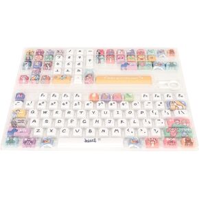 PBT 123 Keycaps, Cartoon Cute Keys Keycaps PBT Universal Compatiability Keycaps, XDA Like Height Keycaps for 61 87 96 98 104 108 Mechanical Keyboard
